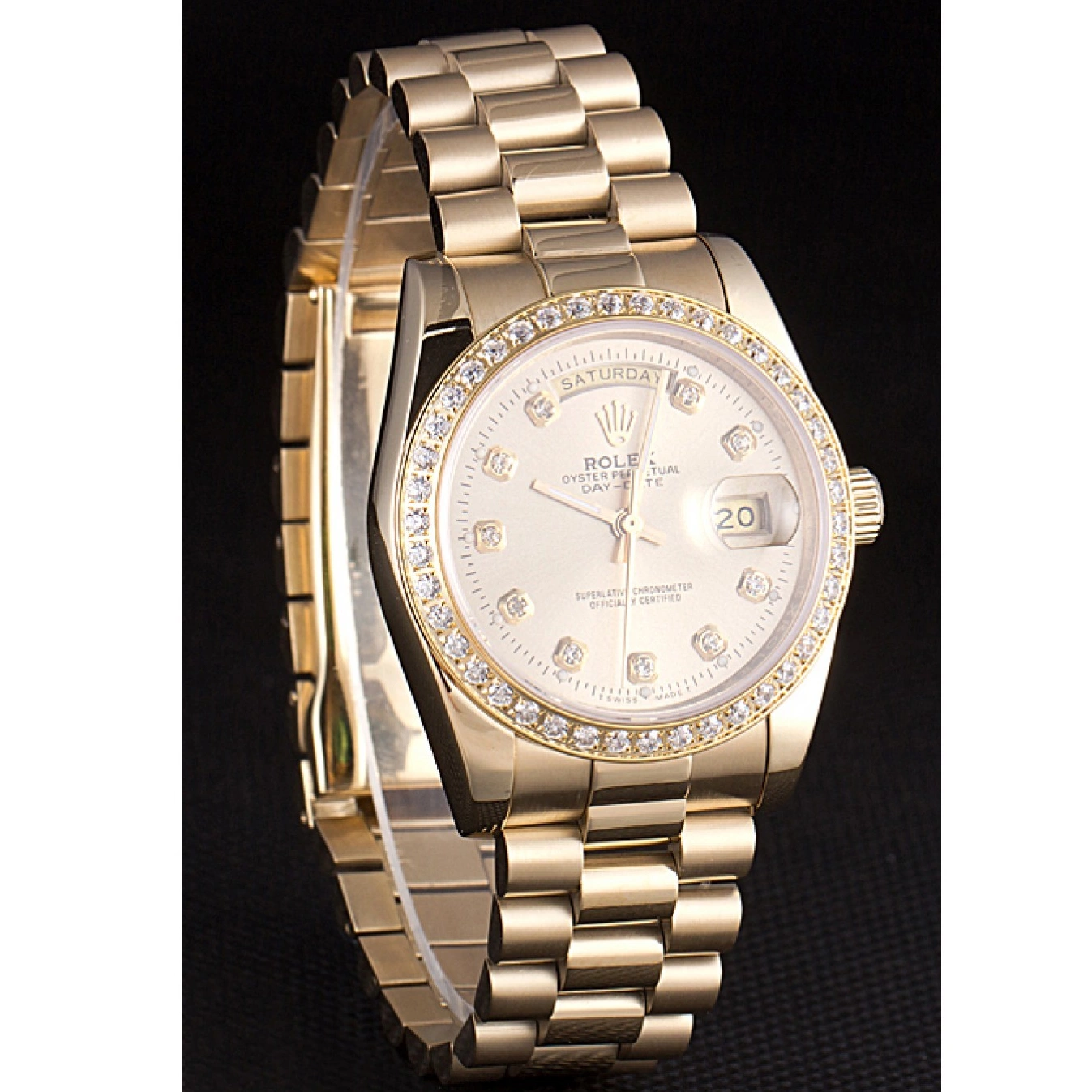Aaa replica watch Rolex Gold Yellow Steel Day-Date Stainless 18k Plated Dial Gold 0824